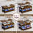 Lift Top Coffee Table with LED Lights & Charging Station, Walnut