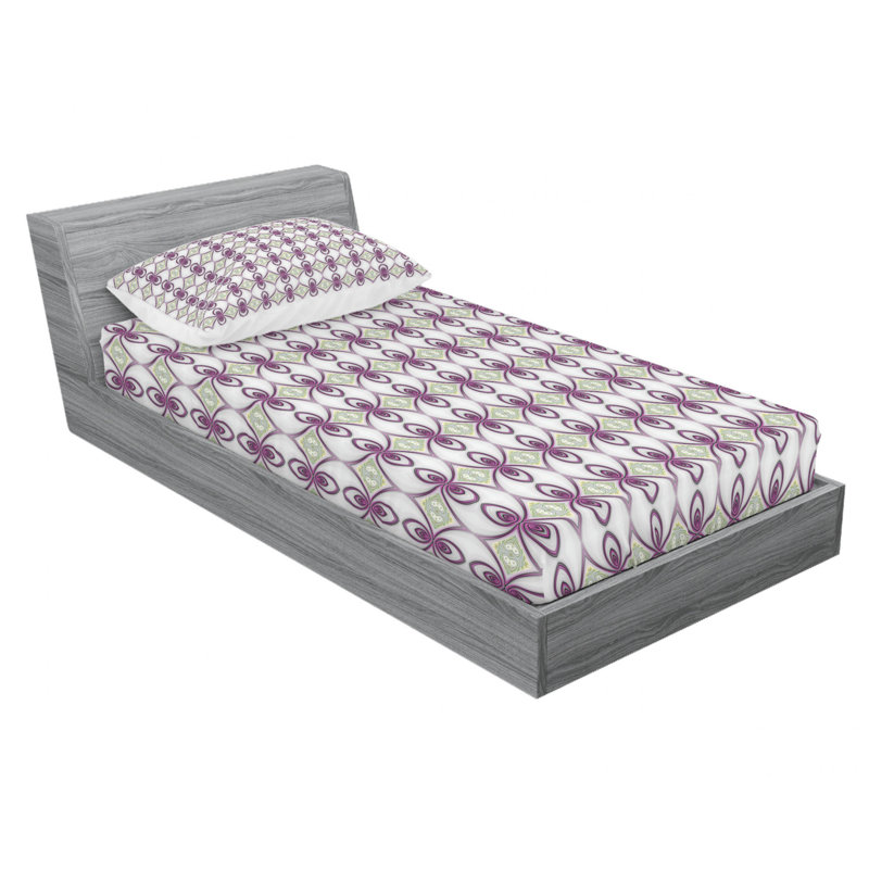 Microfiber Geometric Sheet Set, Twin Sheet Set with 1 Pillowcase