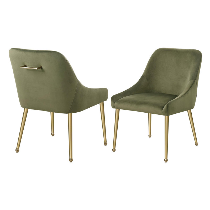 Chaise d'appoint rembourrée (ensemble de 2), Olive