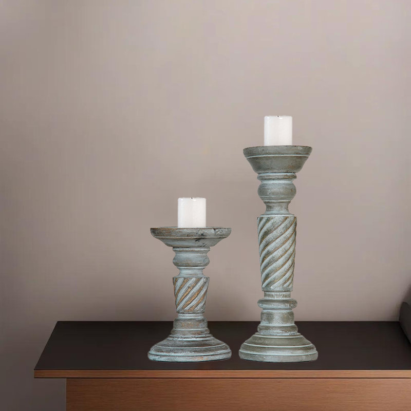 9'' H Wood Tabletop Candlestick