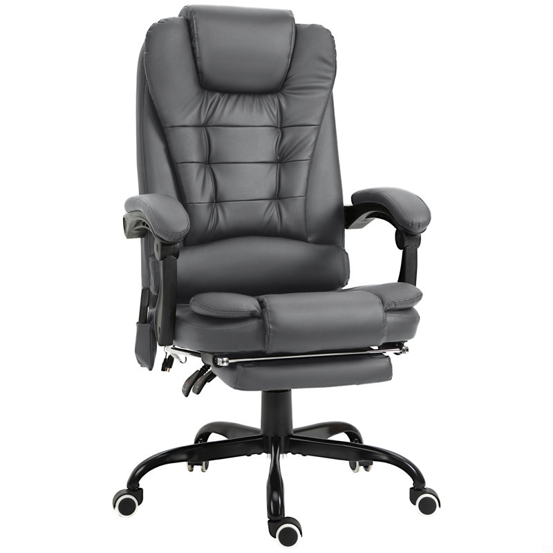 Chaise de bureau à 7 points de massage vibrant avec dossier inclinable, Gris
