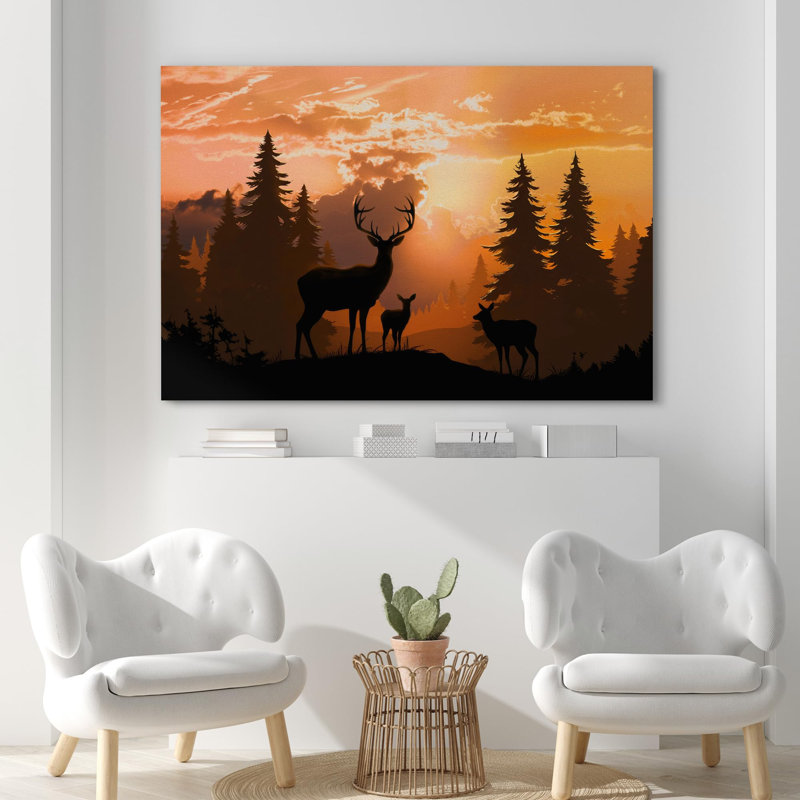 " Deer Green Pine Tree Wilderness ", 24'' H x 36'' W