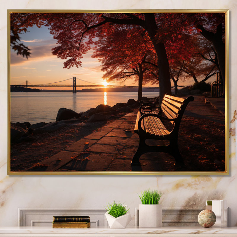New York Staten Island - Landscapes Wall Decor, H 34 po x l 44 po, Cadre flottant doré