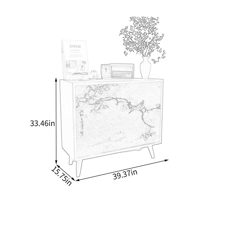 Armoire de rangement en bois de noyer avec pieds hauts