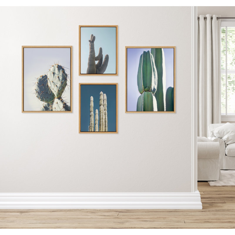 Cactus ciel, cactus pastel, cactus debout et cactus pastel de l'Arizona par Stephanie Klatt, ensemble d'art mural sur toile encadrée