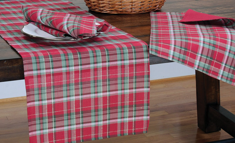 Chemin de table tartan de noël fêtes, L 72 po x l 15 po