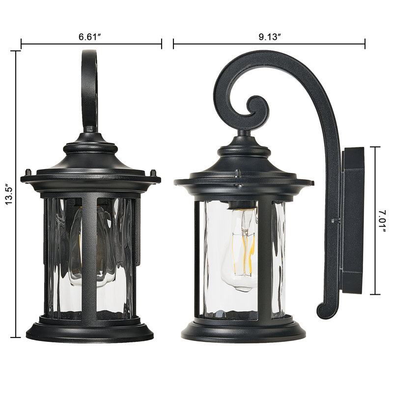 Porch Lights Outdoor, Outdoor Wall Light Fixtures, Waterproof Exterior Lighting Fixtures With Water Ripple Glass Shade