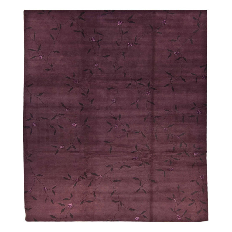 Climbing Floral Area Rug in Purple, Rectangle 9' x 12'