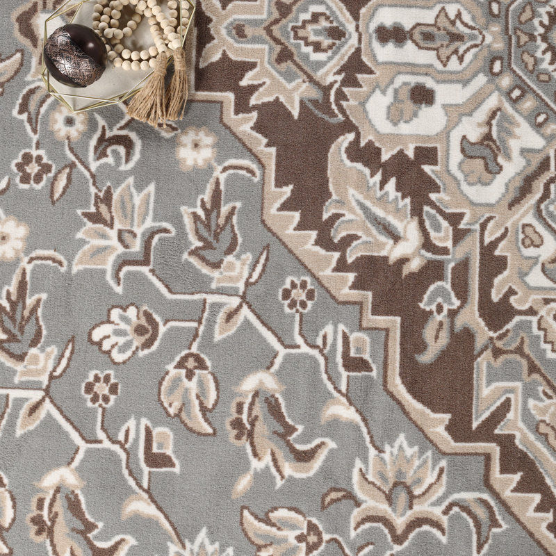 Tapis d'intérieur à motif médaillon floral oriental de style traditionnel Glendale, Rectangle 12 pi x 18 pi