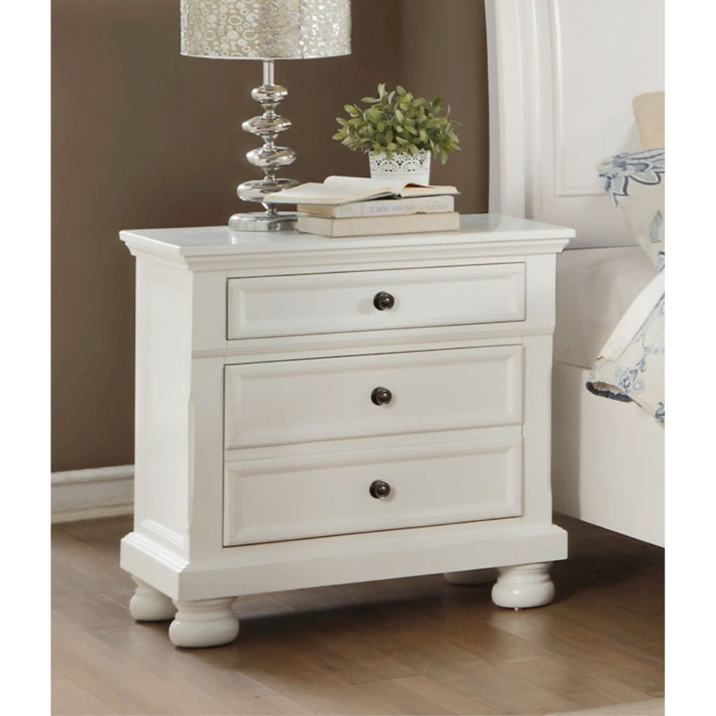 Table de chevet 2 tiroirs Analie, Blanc