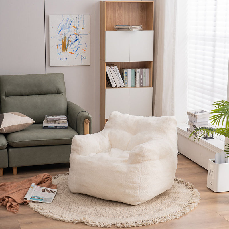 Fabric Bean Bag Chairs, White Teddy