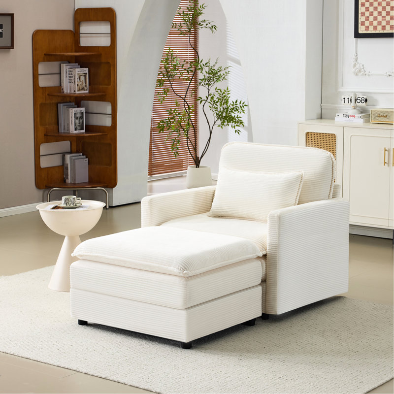 Structure de base en velours côtelé de 54 po en chenille beige modulaire avec chenille beige pour le salon