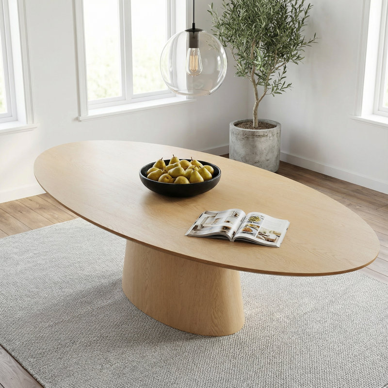 Anela 72'' Oval Pedestal Dining Table, Oak