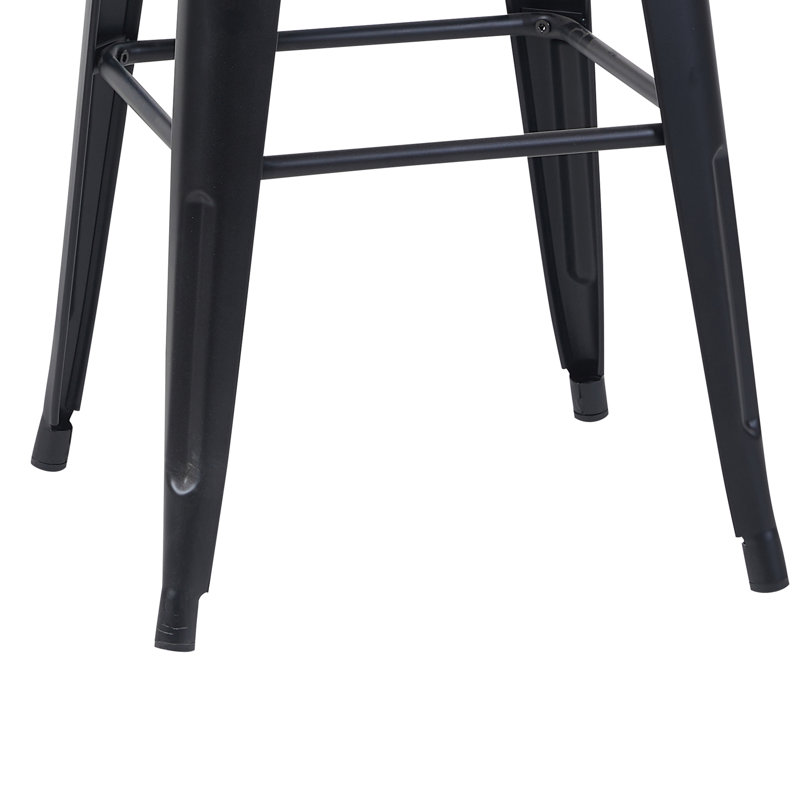  Tabourets de comptoir en métal 30 pouces, ensemble de 2 tabourets empilables intérieur / extérieur, noir mat, Matte Black, 2
