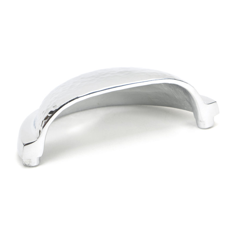 Hammered Regency 7.5 cm centre Cup Handle, Polished Chrome