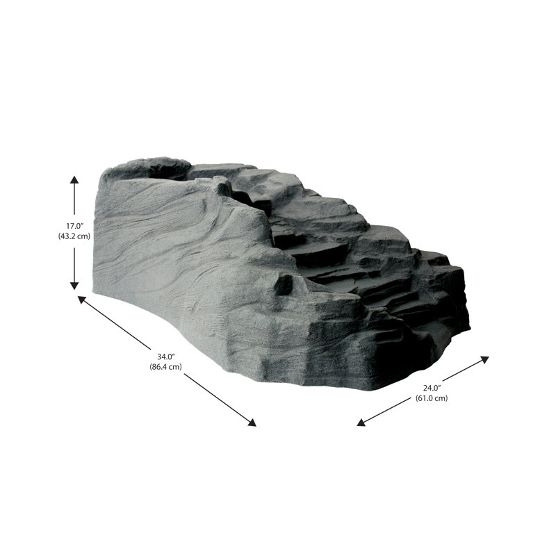 Gray Polyethylene Outdoor Waterfall Rock Feature