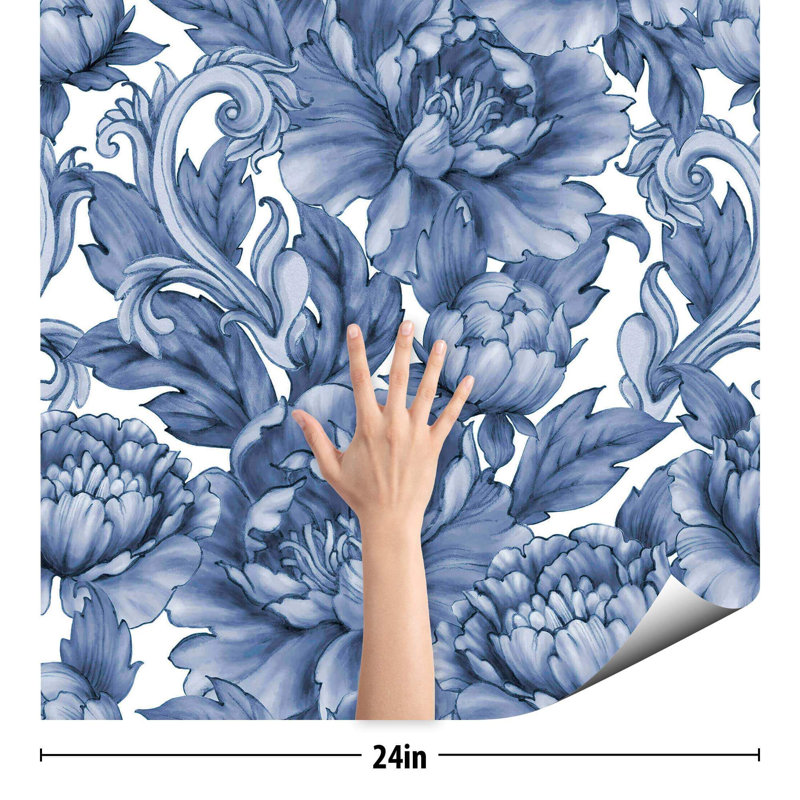 Iftimie Peel & Stick Floral Tile, 2' W x 10.5' L