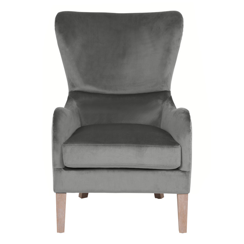 Fauteuil d'appoint Elle Decor style ferme moderne à oreilles, 68 cm de largeur, revêtement bicolore, coussin en mousse épaisse et moelleuse, côtés cloutés
