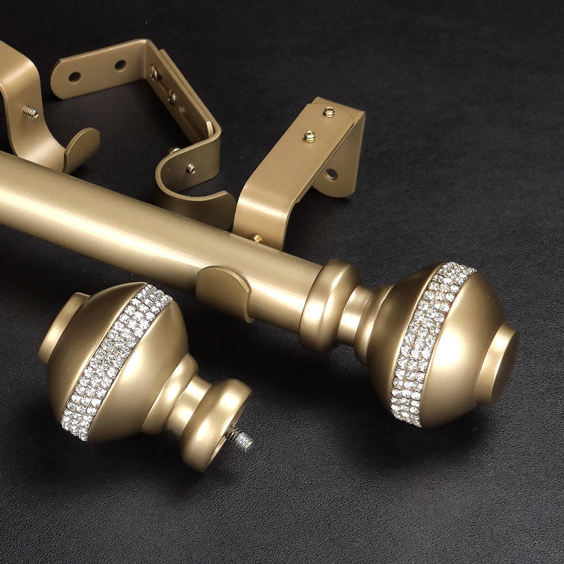 Igor Gold Iron Adjustable 1.125'' Single Curtain Rod, 72” - 144”