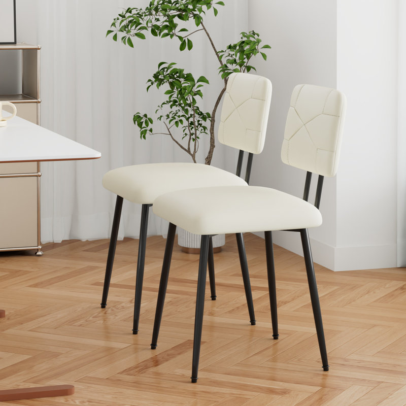 Ensemble de 2 chaises de salle à manger rembourrées Modern, Crème