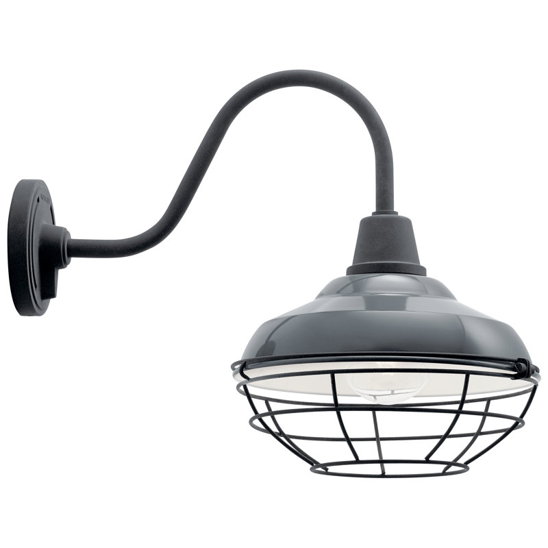 Luminaire de grange d'extérieur Sayre, Gris brillant, H 16,25 po x l 12,5 po x P 12,5 po