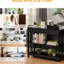 Console de couloir console noire avec tiroir extra large, 2 tablettes ouvertes et cadre en bois à lattes pour les tablettes de tiroir Modern Home Renovation, rangement élégant