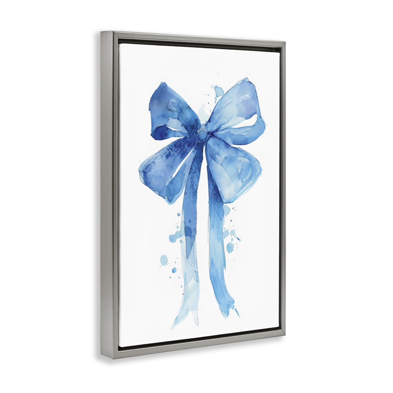 Cadre flottant bleu avec aquarelle, conception par LSR Design Studio, H 25 po x l 17 po, Cadre flottant gris lustré
