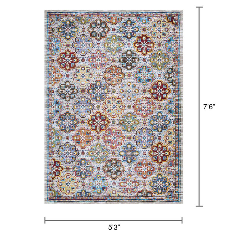 Douglus Floral Indoor Rug, Rectangle 5'3" x 7'6"