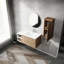 Meuble-lavabo de 42 po avec lavabo et armoire latérale - Mécanisme de fermeture de porte silencieux et contemporain en contreplaqué résistant aux effets visuels