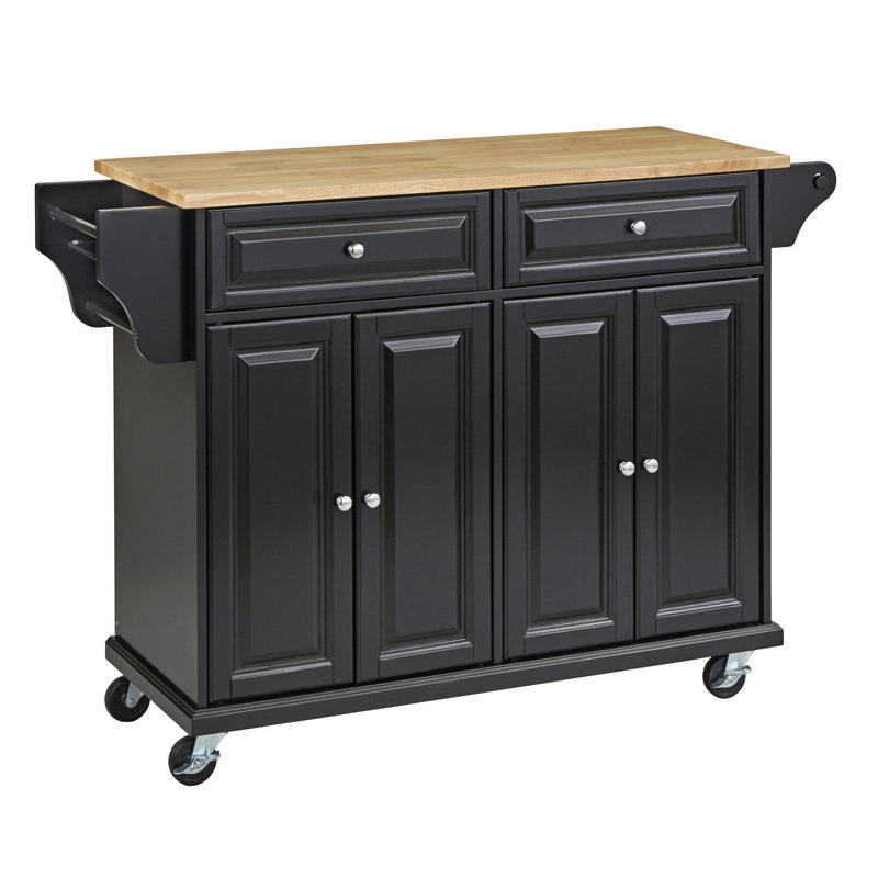 Idlewild Solid Wood Top Kitchen Cart, Black
