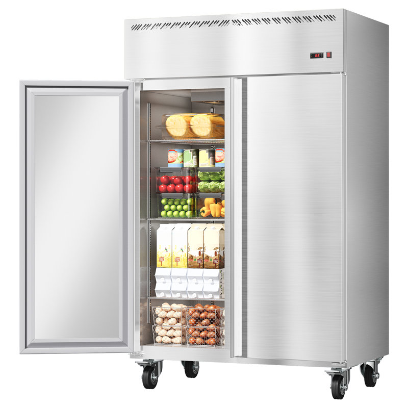 48" W Commercial Refrigerator 35-45°F,Reach-in 36 Cu.ft 2 Door Stainless Steel Commercial Refrigerator Fan Cooling,6 Adjustable Shelves, Auto Defrost, LED Light,for Restaurant,Bar,Kitchen,Shop