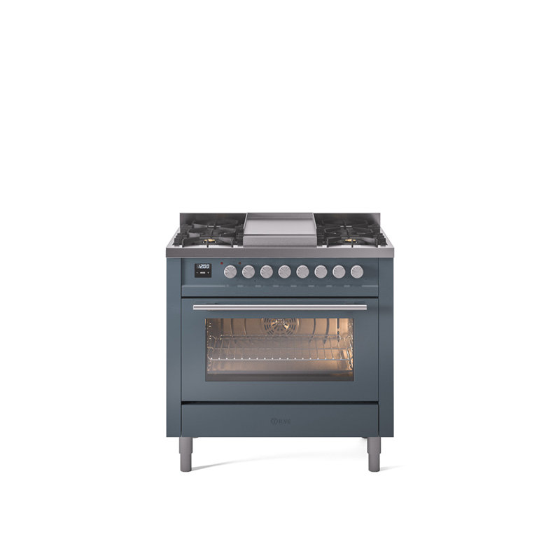ILVE Professional Plus II 36 Dual Fuel Range, Blue/Grey, Natural Gas