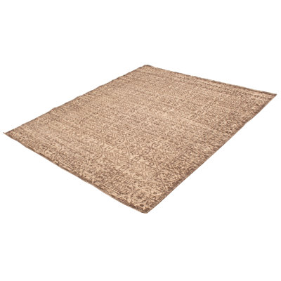 Tapis oriental brun en laine noué à la main 7 pi 10 po x 9 pi 9 po Oriental