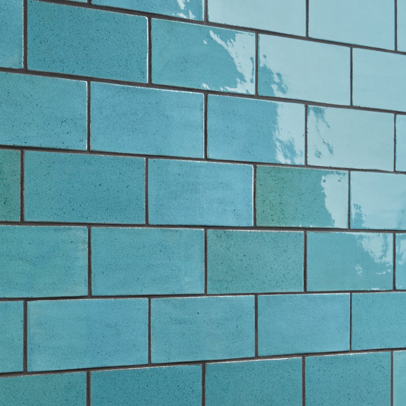 Orion 4" x 8" Ceramic Metal Look Subway Wall & Floor Tile, Blue