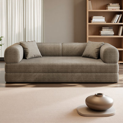 Canapé à compression de 78,8 po, canapé-lit convertible au sol avec accoudoirs de soutien pour dossier, canapé-lit futon confortable, causeuse modulaire désossée, tissu en velours côtelé