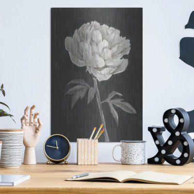  «Black and White Flowers 1» par Ethan Harper, art mural en métal, 24 po x 36 po