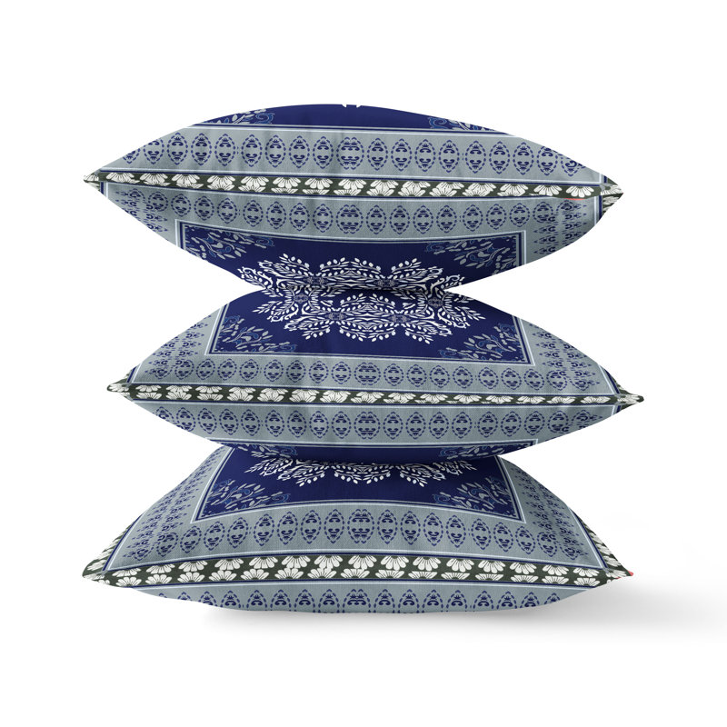 Housse et insert de coussin carré Window Window, 16" x 16", Bleu clair / noir