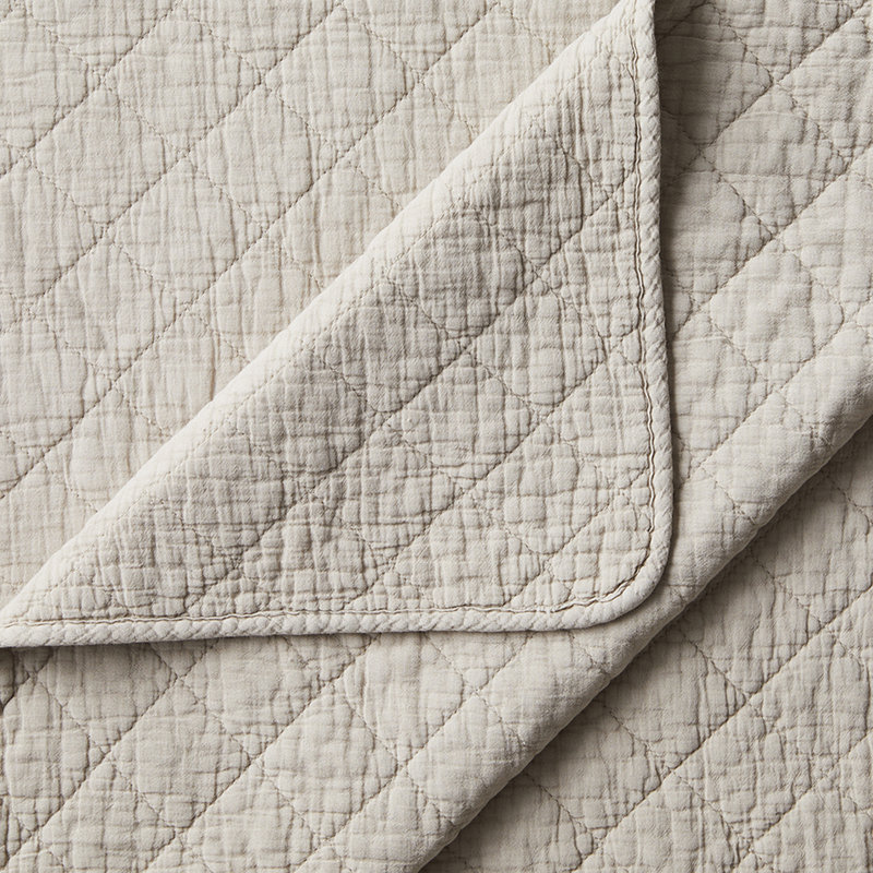 Ensemble de courtepointe rustique en coton couleur unie, Courtepointe très grand et 2 très grandes taies , Sable