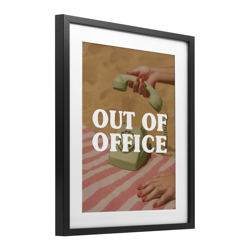 «Out of Office Green», reproduction encadrée de téléphone sous verre, design par Lil 'Rue, H 16 po x l 13 po
