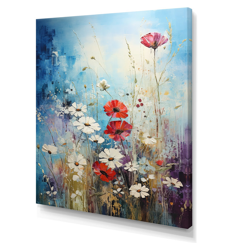«Meadow View I», art mural rouge et blanc, Toile tendue, H 20 po x l 12 po x P 1 po