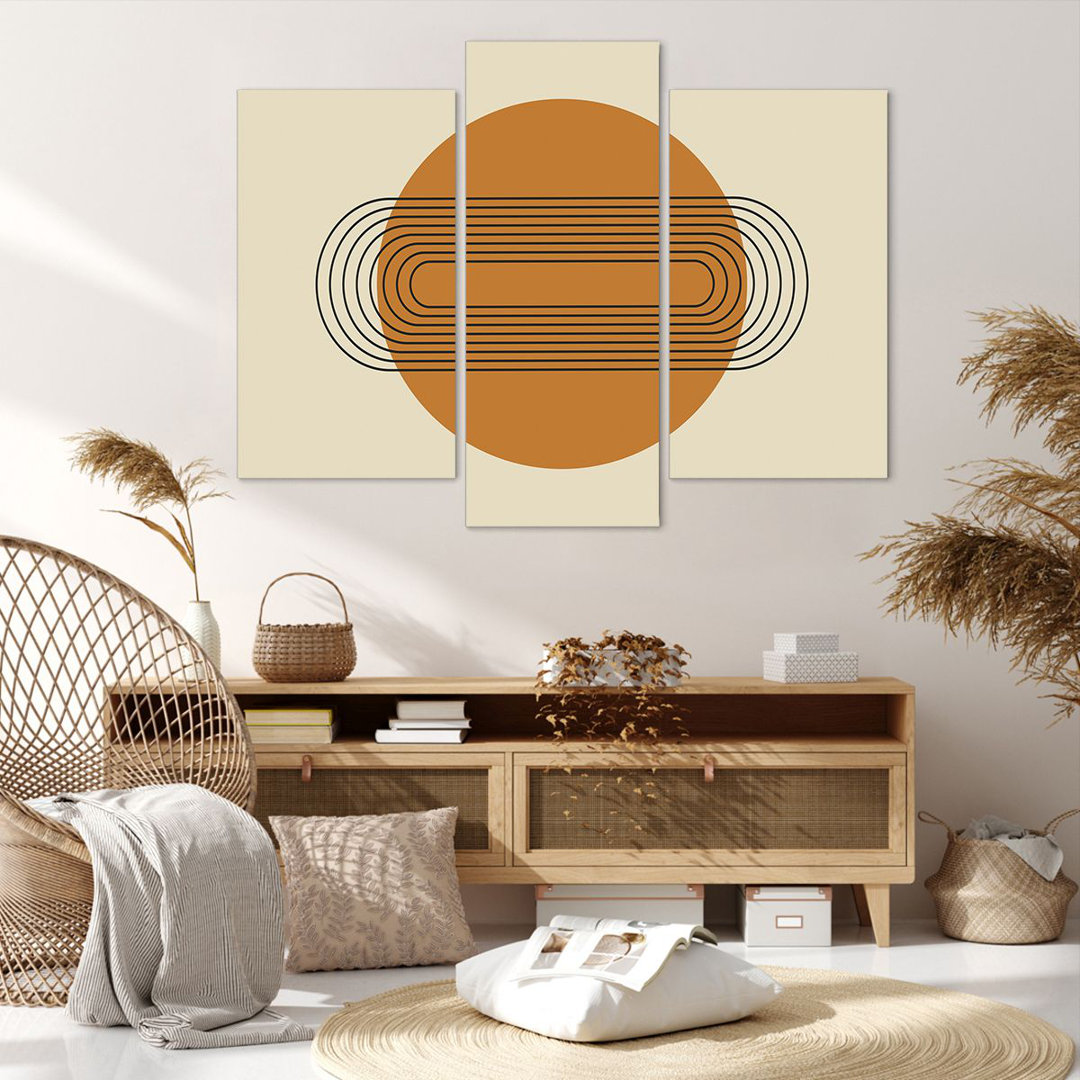 3-tlg. Leinwandbilder-Set Piece Geometric Orange