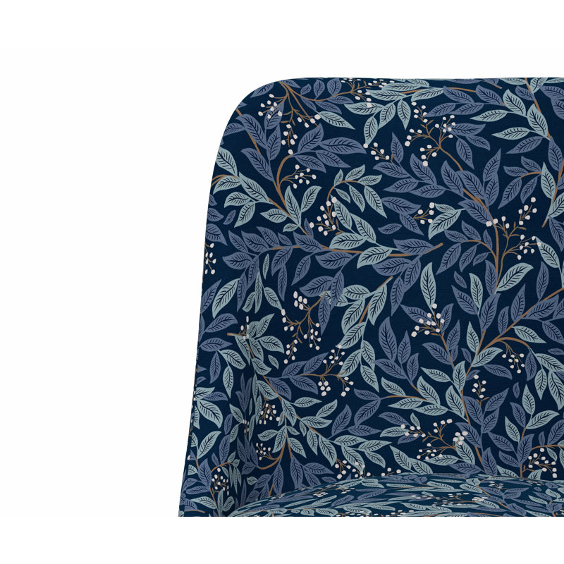 Chaise de bureau Brynn, Lin bleu marine RPC Willowberry, Doré