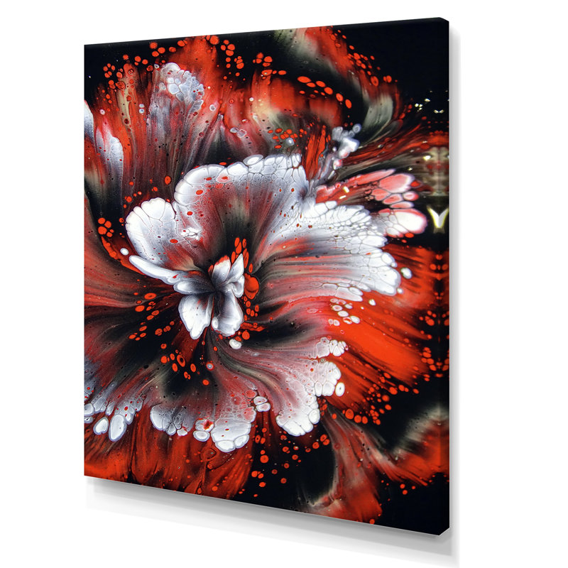 Rouge mélangé abstrait fluide - art mural moderne sur toile, L 30 po x H 40 po, Toile tendue