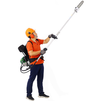Backpack 4 In 1 Multi-Functional Trimming Tool, 38CC 4-Stroke Garden Tool System With Gas Pole Saw, Hedge Trimmer, Grass Trimmer, And Brush Cutter EPA Compliant