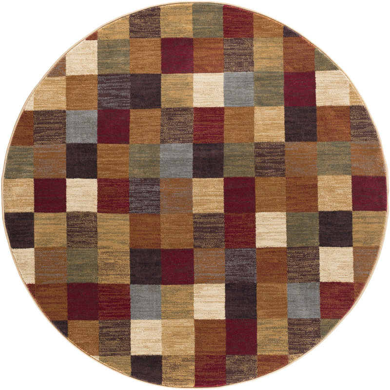 Tapis brun / rouge Menzen, Rond 5 pi 3 po