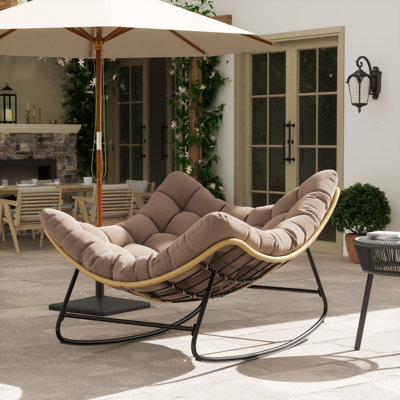 Oversized Outdoor Rocking Papasan Chair with Cushion