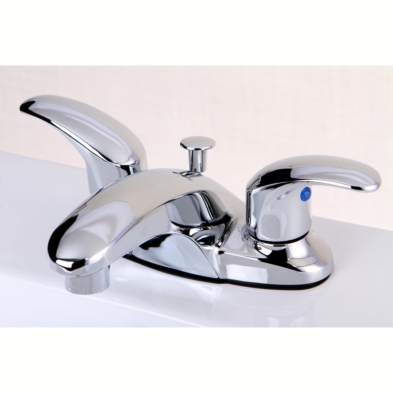 Kingston Brass Legacy Two-Handle 3-Hole Deck Mount 4" Centerset Bathroom Faucet with Plastic Pop-Up, Polished Chrome