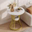 Round Side Table, 2-Tier White and Gold Accent End Table-1671592045