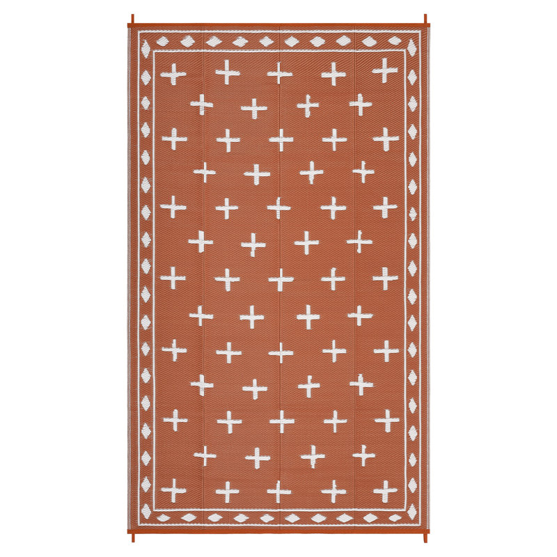 Geometric Reversible Outdoor Rug Waterproof Plastic Straw Patio Carpet for Deck, Porch, Garden, Camping, Balcony, RV, Beach, Picnic