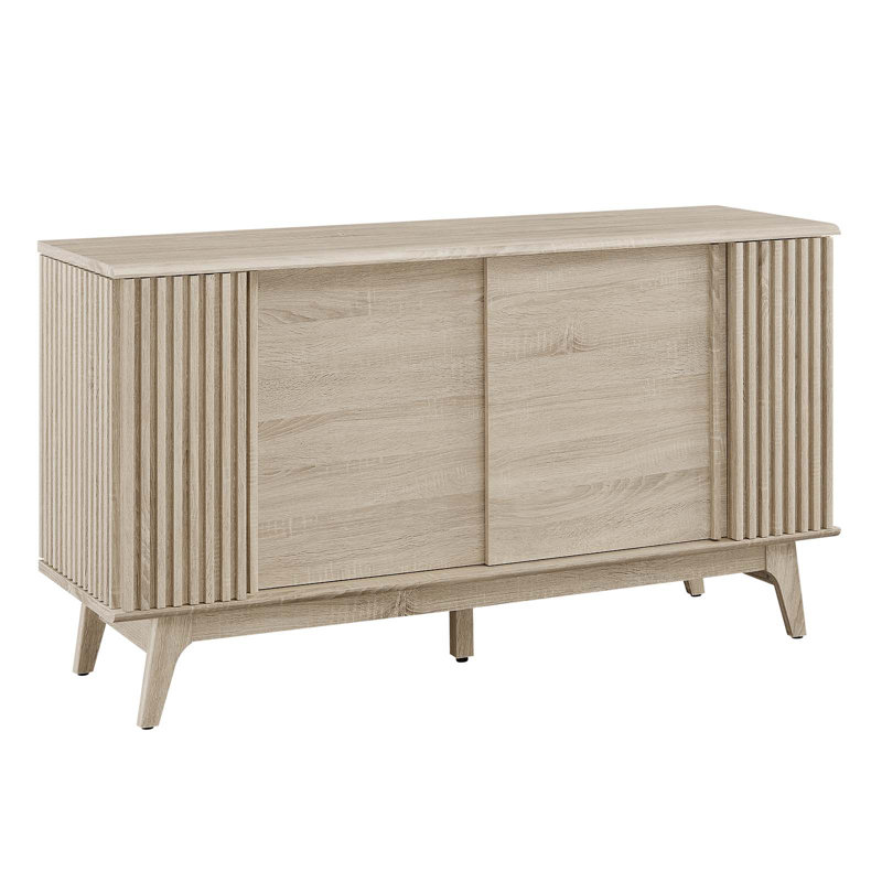 Eudora Oak Mid-Century Modern Sideboard with Sliding Doors